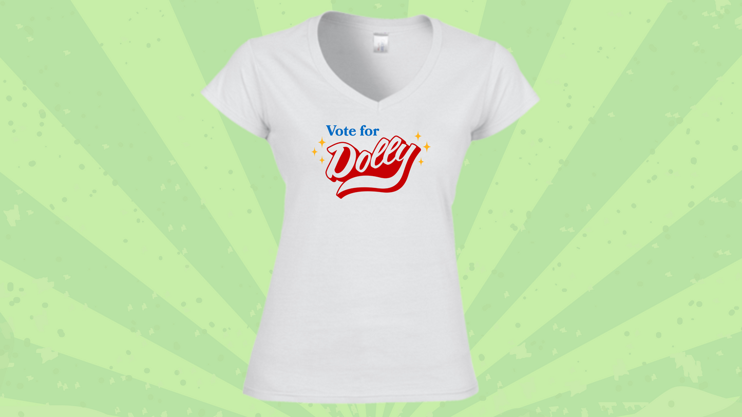 Vote for Dolly White V-neck Tee